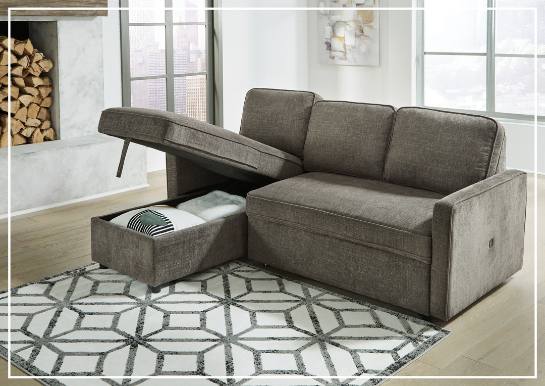 Kyle Fabric L-Shape Sectional with Chaise and Storage-Sofabed