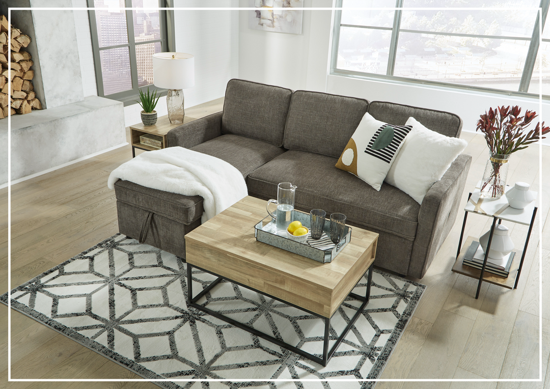 Kyle Fabric L-Shape Sectional with Chaise and Storage-Sofabed