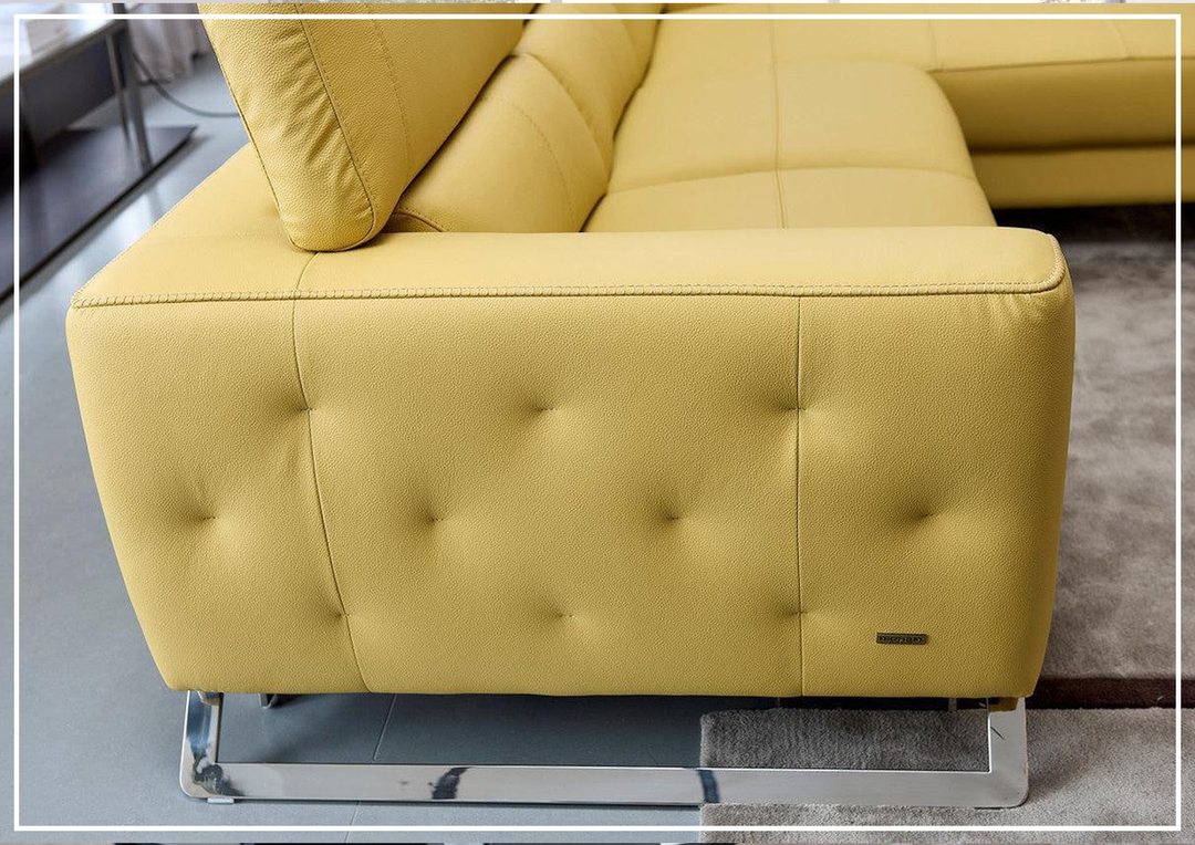 Niva Leather Sectional chrome legs