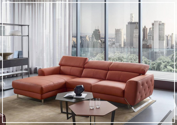 Niva Leather Sectional  orange