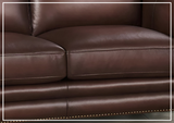 Hydeline Belfast Stationary Premium Leather Sofa with Nail-Head Finish