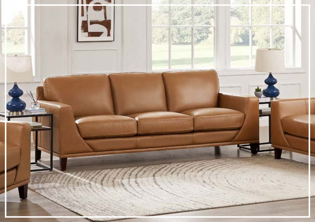 Hydeline Soma Stationary Top Grain Leather Sofa in Brown-SOFABED