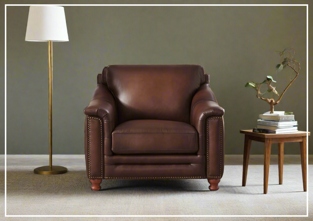 Hydeline Belfast Premium Leather Chair with Nail-Head Finish-SOFABED