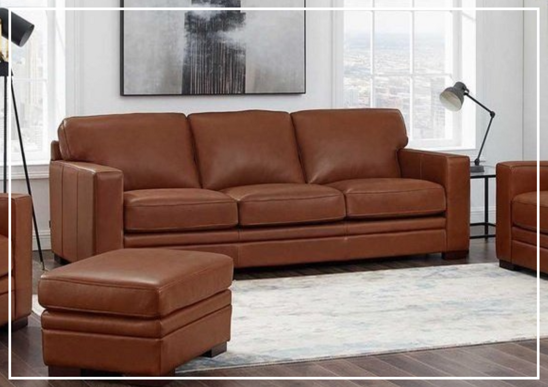 Hydeline Dillon Stationary Top Grain Leather Sofa With Track Arms-SOFABED