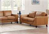 Hydeline Soma Stationary Top Grain Leather 2-Seater Sofa in Brown-SOFABED