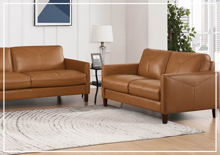 Hydeline Yorkdale Stationary Top Grain Leather Loveseat Sofa-SOFABED