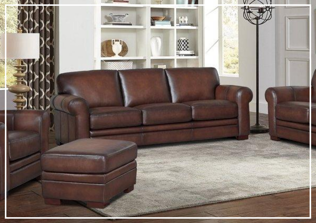 Hydeline Brookfield Stationary Top Grain Leather Sofa With Rounded Arms-SOFABED