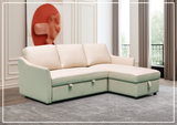 Merax L-Shaped Leather Full Sleeper Sofa with Reversible Chaise