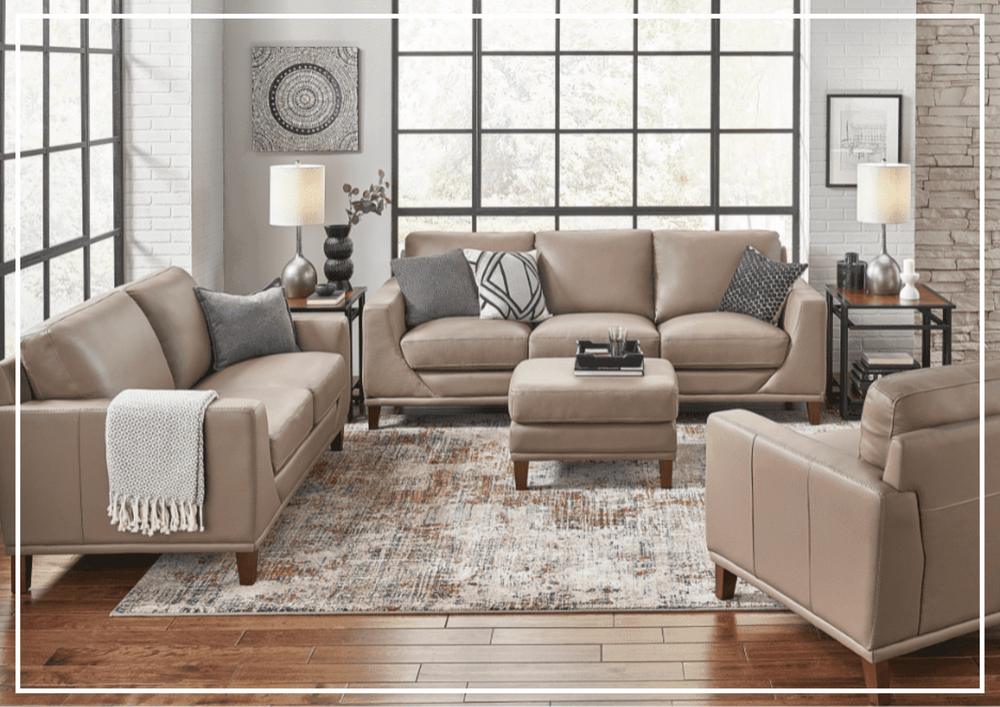 Hydeline Soma Stationary Top Grain Leather Sofa in Brown-SOFABED