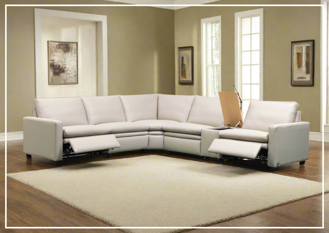 Klaussner Roma 6 Piece Beige Leather Power Reclining Sectional Sofa