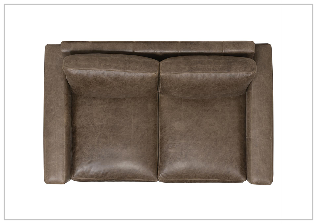 Bernhardt Dawkins Leather Loveseat with Walnut Finish- sofabed