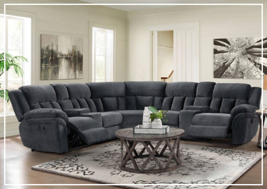 Klaussner McCobb 7-Piece Gray Recliner Sectional Sofa