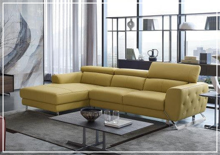 Niva Leather Sectional  yellow