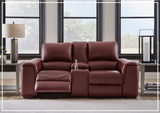 Adriano Dual Power Leather Reclining Loveseat with Console-Sofabed