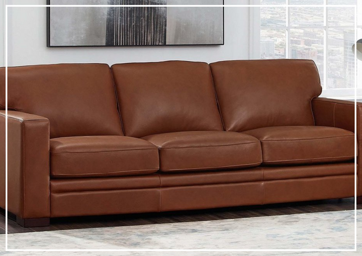 Hydeline Dillon Stationary Top Grain Leather Sofa With Track Arms-SOFABED