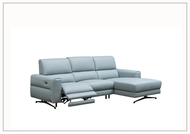 Klaussner Milano Blue Power Reclining Sectional Sofa with Adjustable Footrests