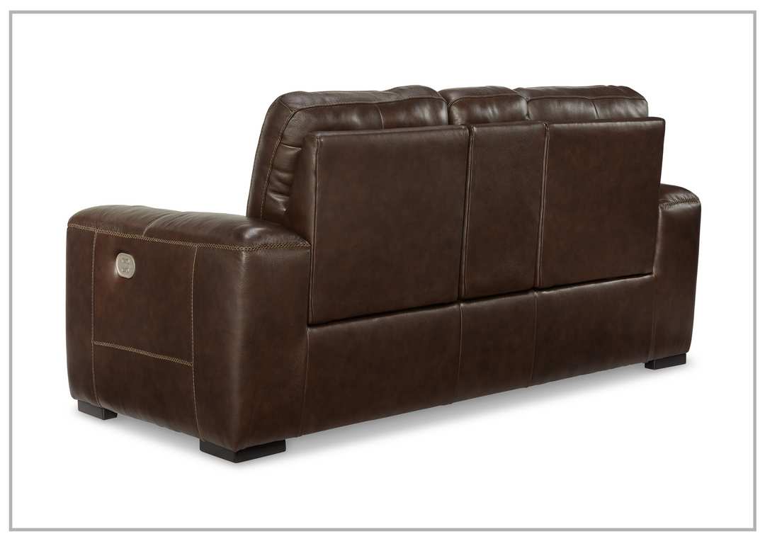 Adriano Dual Power Leather Reclining Loveseat with Console