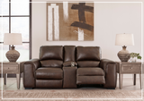 Adriano Dual Power Leather Reclining Loveseat with Console