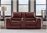 Adriano Dual Power Leather Reclining Loveseat with Console-Sofabed