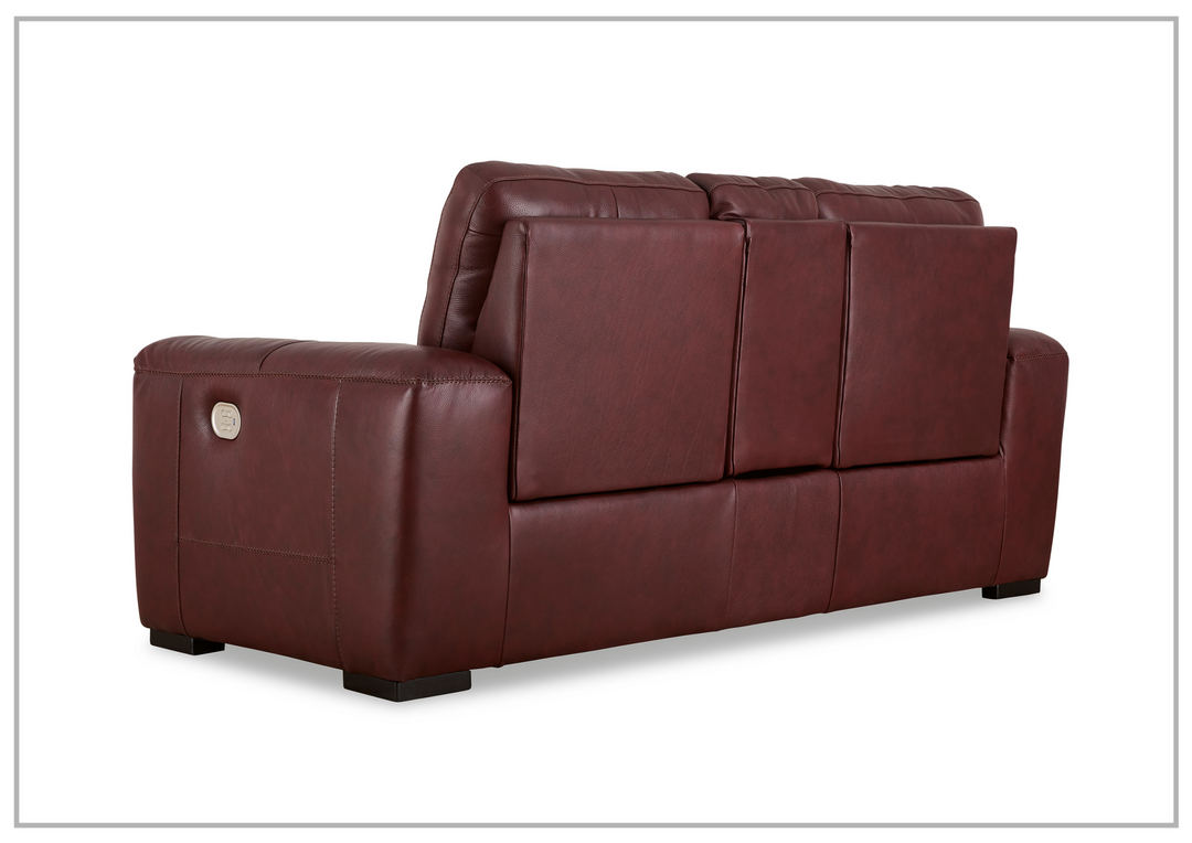 Adriano Dual Power Leather Reclining Loveseat with Console