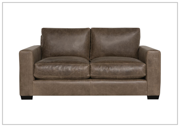 Bernhardt Dawkins Leather Loveseat with Walnut Finish- sofabed