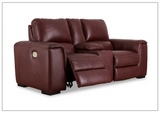 Adriano Dual Power Leather Reclining Loveseat with Console