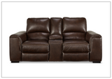 Adriano Dual Power Leather Reclining Loveseat with Console