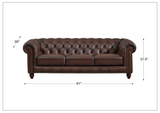 Hydeline Alton Bay Stationary Premium Leather Sofa with Nail-Head Finish