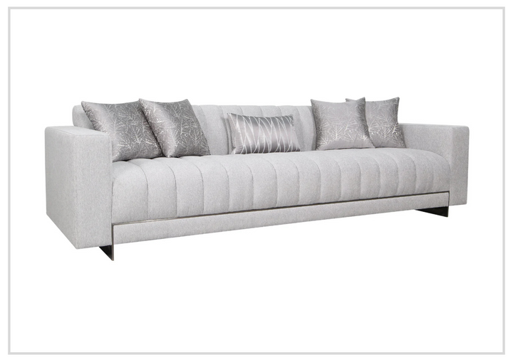 Klaussner Talento 3-Seater Long Tufted Gray Fabric Sofa with Track Arms