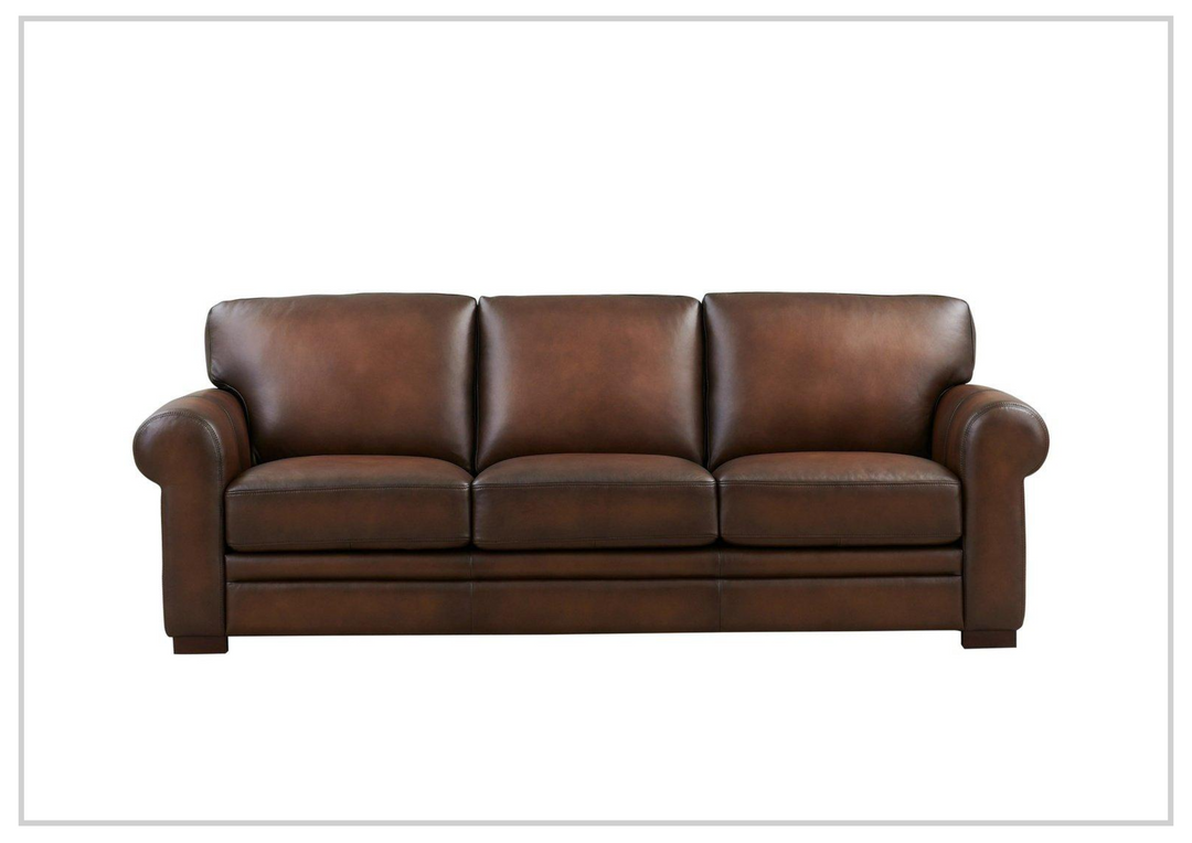 Hydeline Brookfield Stationary Top Grain Leather Sofa With Rounded Arms-SOFABED