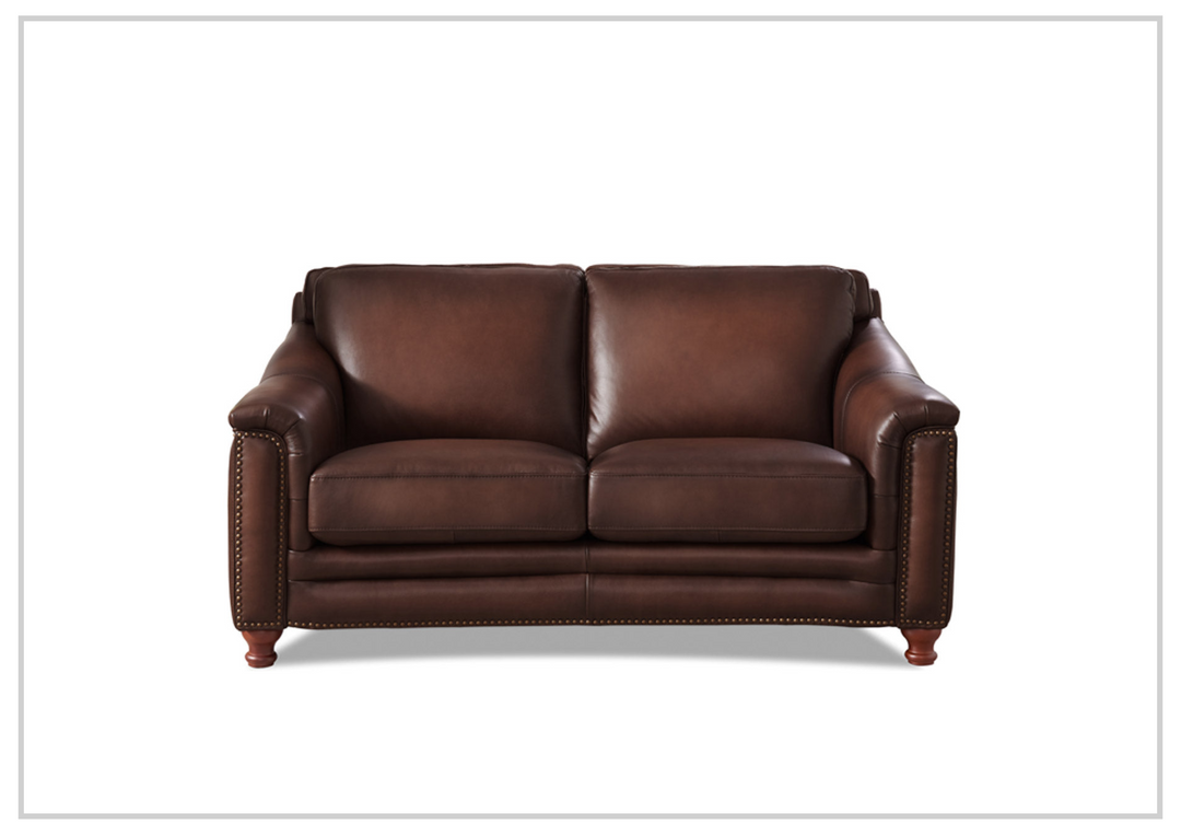 Hydeline Belfast Stationary Premium Leather Loveseat with Nail-Head Finish-SOFABED