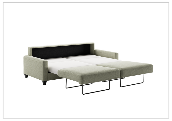 Luonto Nico Fabric King Sleeper Sofa With Nest Mechanism and chrome or wood legs