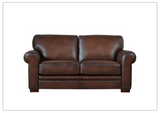 Hydeline Brookfield Stationary Top Grain Leather Loveseat With Rounded Arms-SOFABED