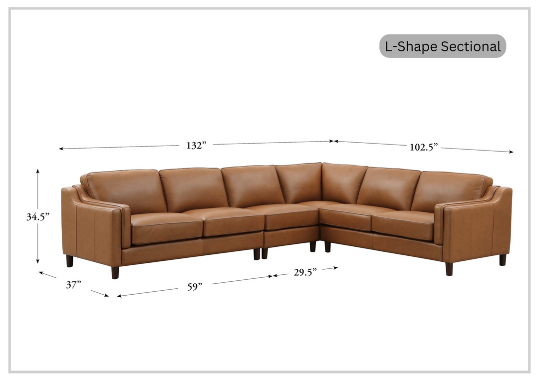 Hydeline Bella Top-grain Leather Sectional Sofa