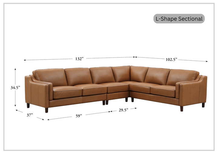 Hydeline Bella Top-grain Leather Sectional Sofa