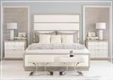 Bernhardt Axiom King & Queen Panel Bed with Linear Grey Finish- Sofabed