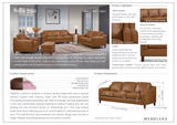 Hydeline Bella Stationary Leather Sofa with Track Arms