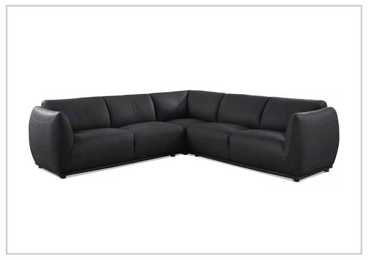 Hydeline Moon 3-Piece Sectional Sofa in Top-Grain Leather-Sofabed