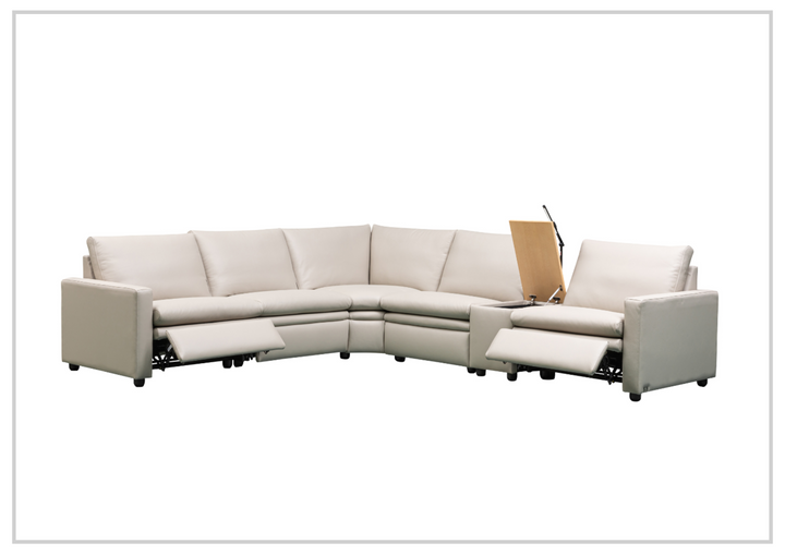 Klaussner Roma 6 Piece Beige Leather Power Reclining Sectional Sofa