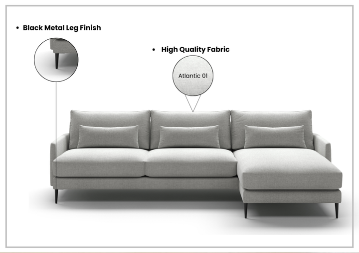 Luonto Liam Fabric Sofa Sectional With Reversible Chaise