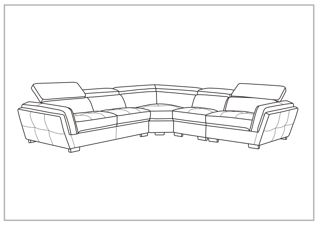 Gio Italia Adley L-shaped Leather Sectional with Adjustable Headrests