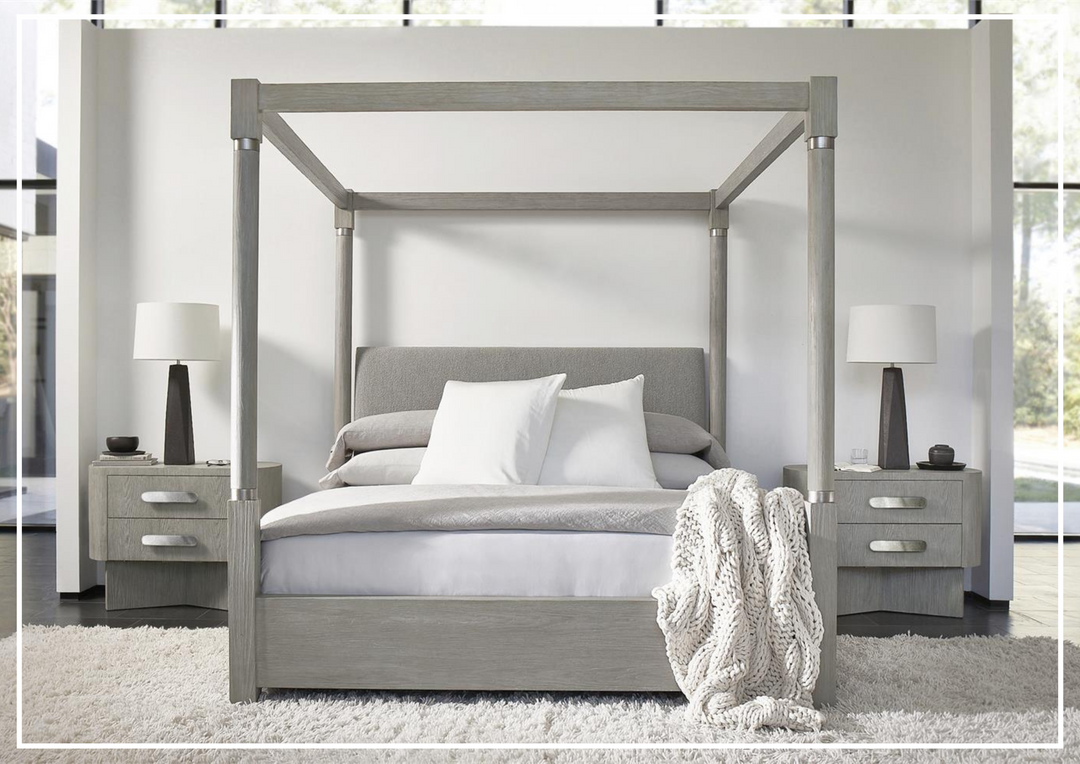 Bernhardt Trianon Upholstered Canopy Bed in Gris Finish-sofabed