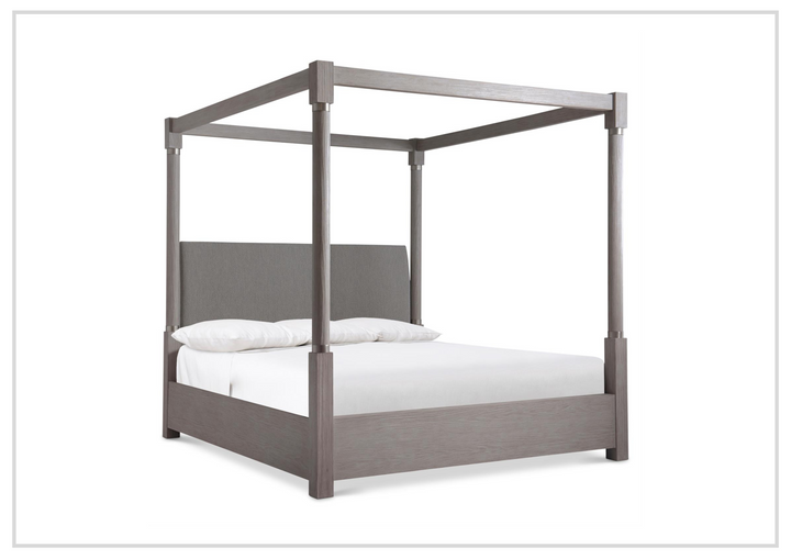 Bernhardt Trianon Upholstered Canopy Bed in Gris Finish