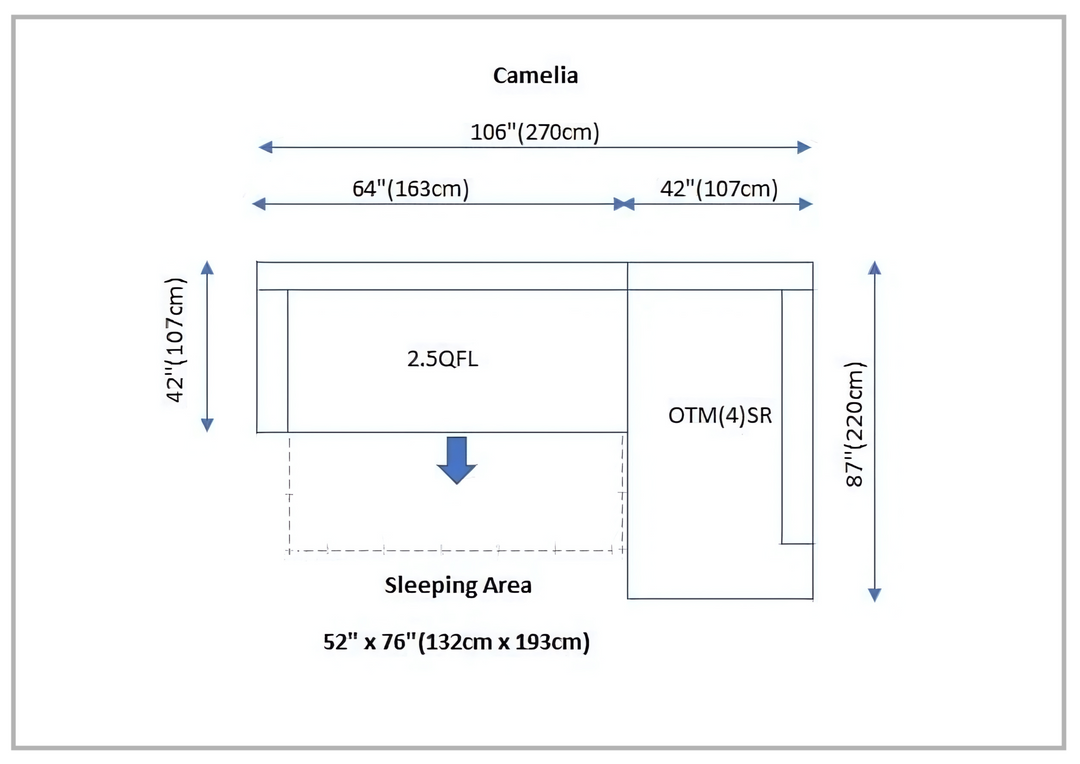 Camelia Sectional with Bed and Storage