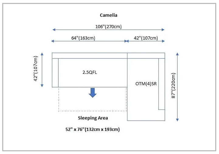 Camelia Sectional with Bed and Storage