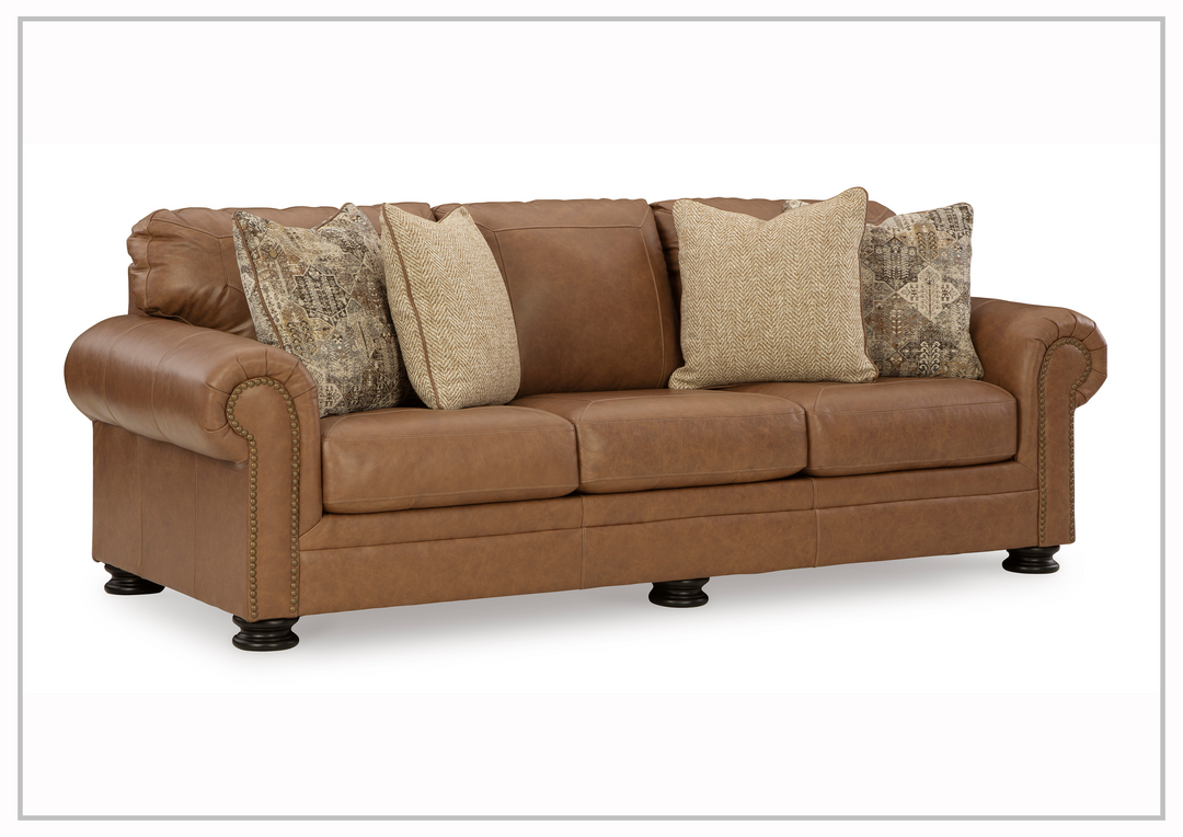 Gio Italia Crescentia Brown Leather 3-Seater sofa