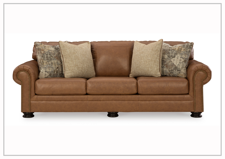 Gio Italia Crescentia Brown Leather 3-Seater sofa