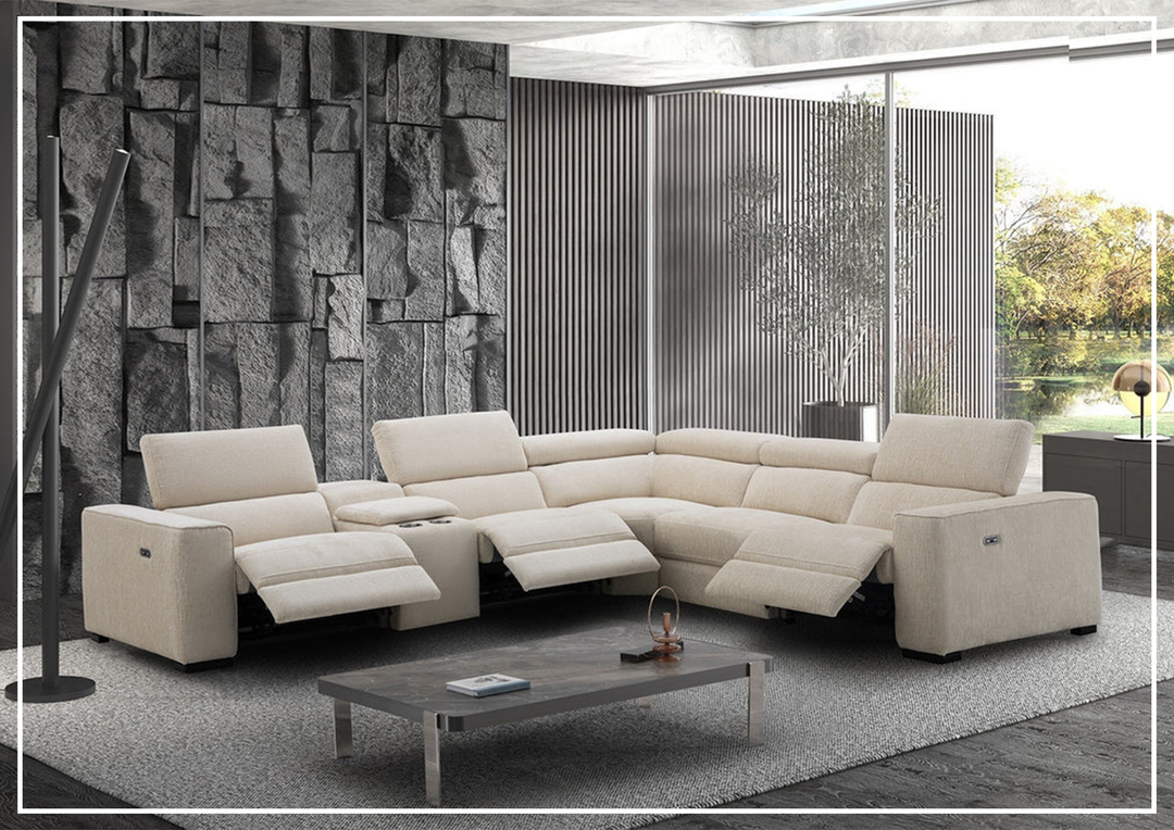 Gio Italia Aventura L Shaped Fabric Power Reclining Sectional Sofa