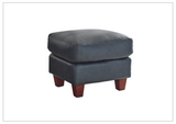 Gio Italia Home Tirano Leather Ottoman In Bluish gray