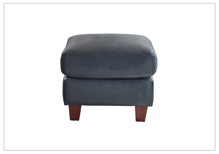 Gio Italia Home Tirano Leather Ottoman In Bluish gray